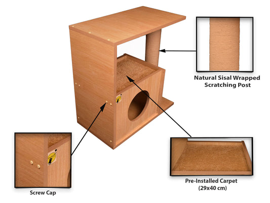 Cat Tree House with Scratching Post and Carpet