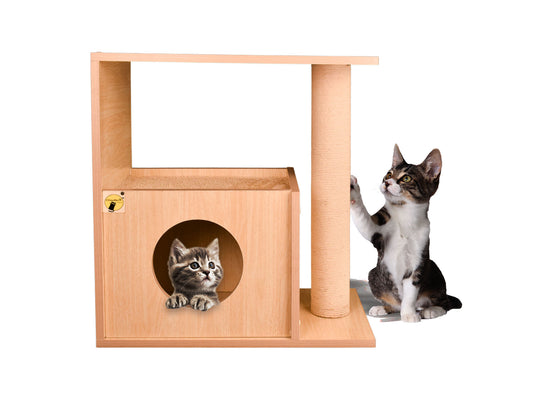 Cat Tree House with Scratching Post and Carpet