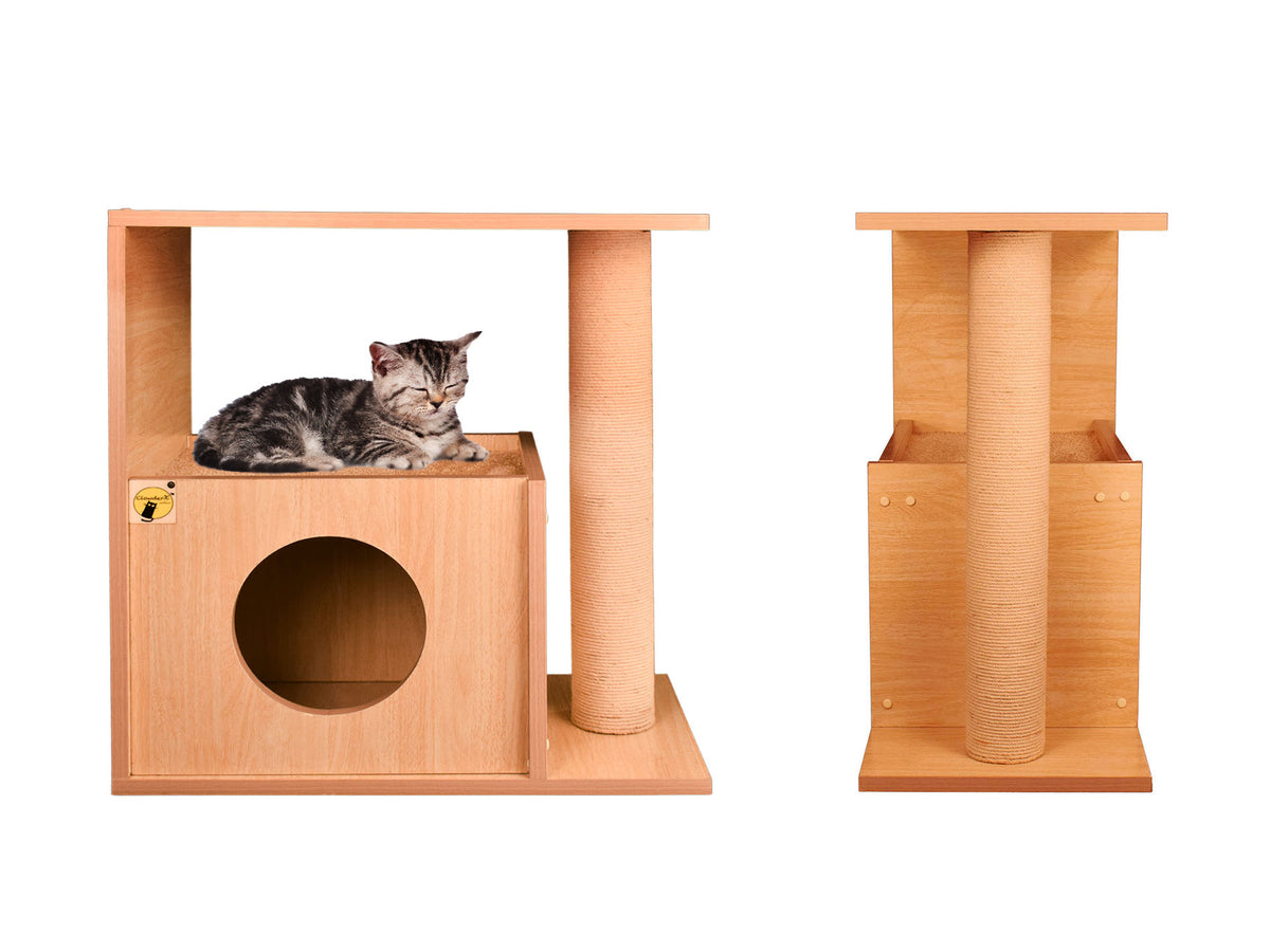Cat Tree House with Scratching Post and Carpet